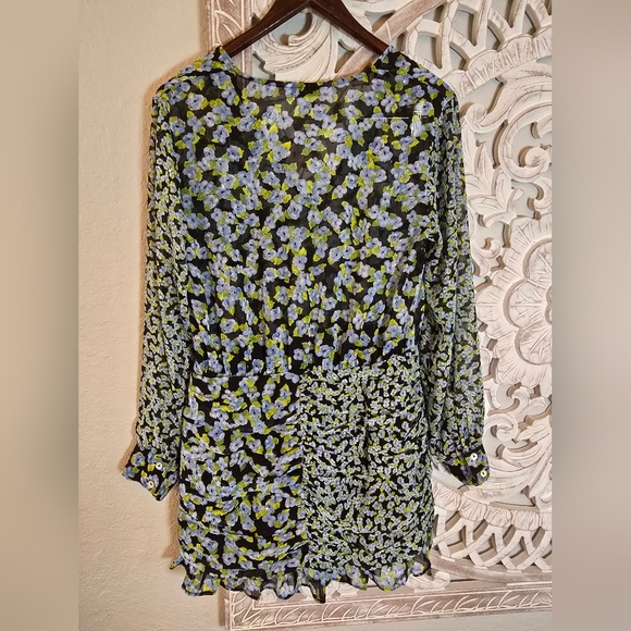 Zara Women’s Floral Print Ruched Details Long Sleeve Mini Dress M - Picture 6 of 8